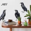 Waterproof PVC Mural Halloween Black Crow Wall Stickers, Raven Decals, Removable Room Dark Aesthetic Decor Peel And Stick Art Decors for Home