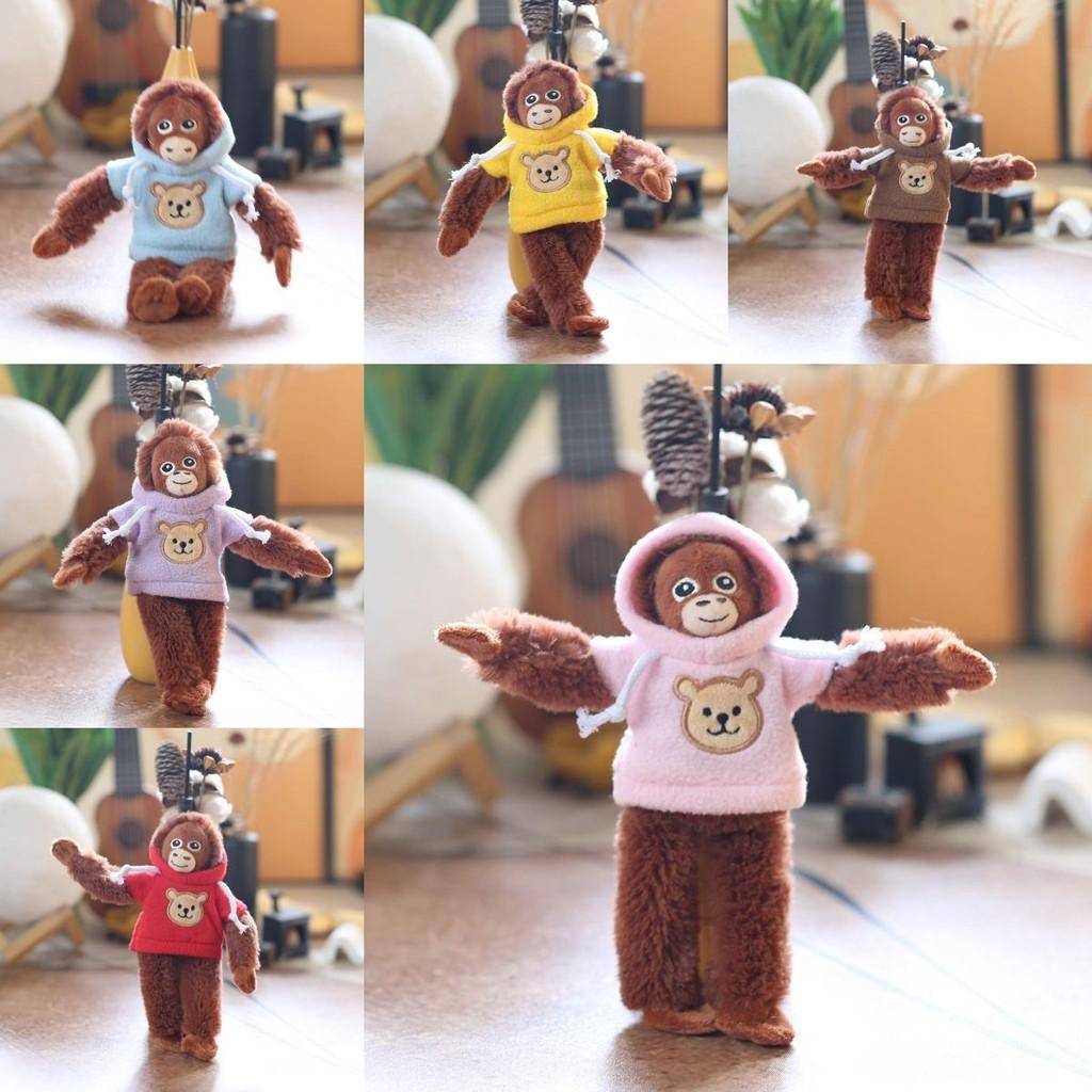 Hoodie Monkey Keychain Pp Cotton Plush Pendant Portable Gift For Girls Kids