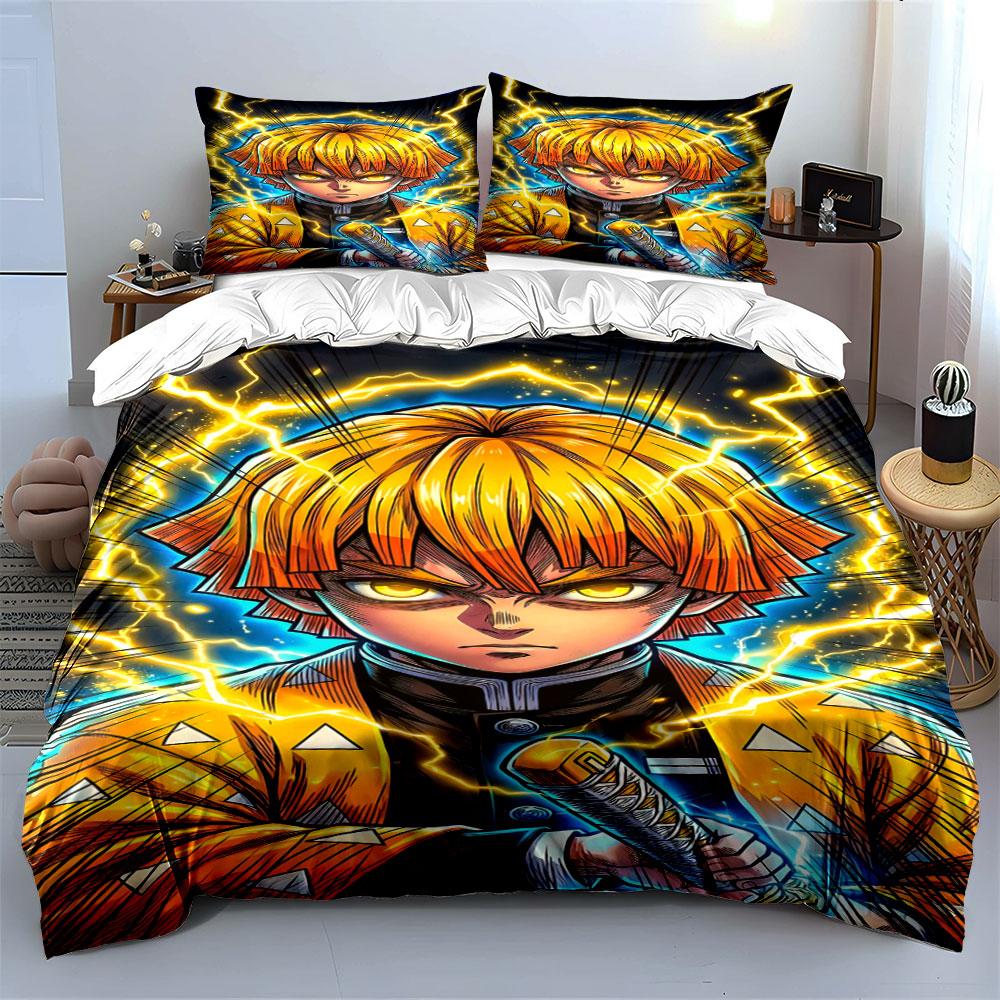 Yellow-haired character with lightning. Bedding sets Duvet cover sets Duvet covers Pillowcases(1 * Duvet Cover 2 * Pillowcases without duvet insert)