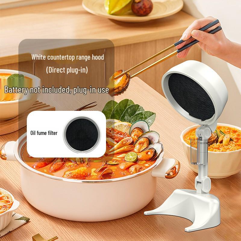 Compact Foldable Range Hood: Portable Mini Hot Pot BBQ Gadget with Removable and Washable Fan Blades.