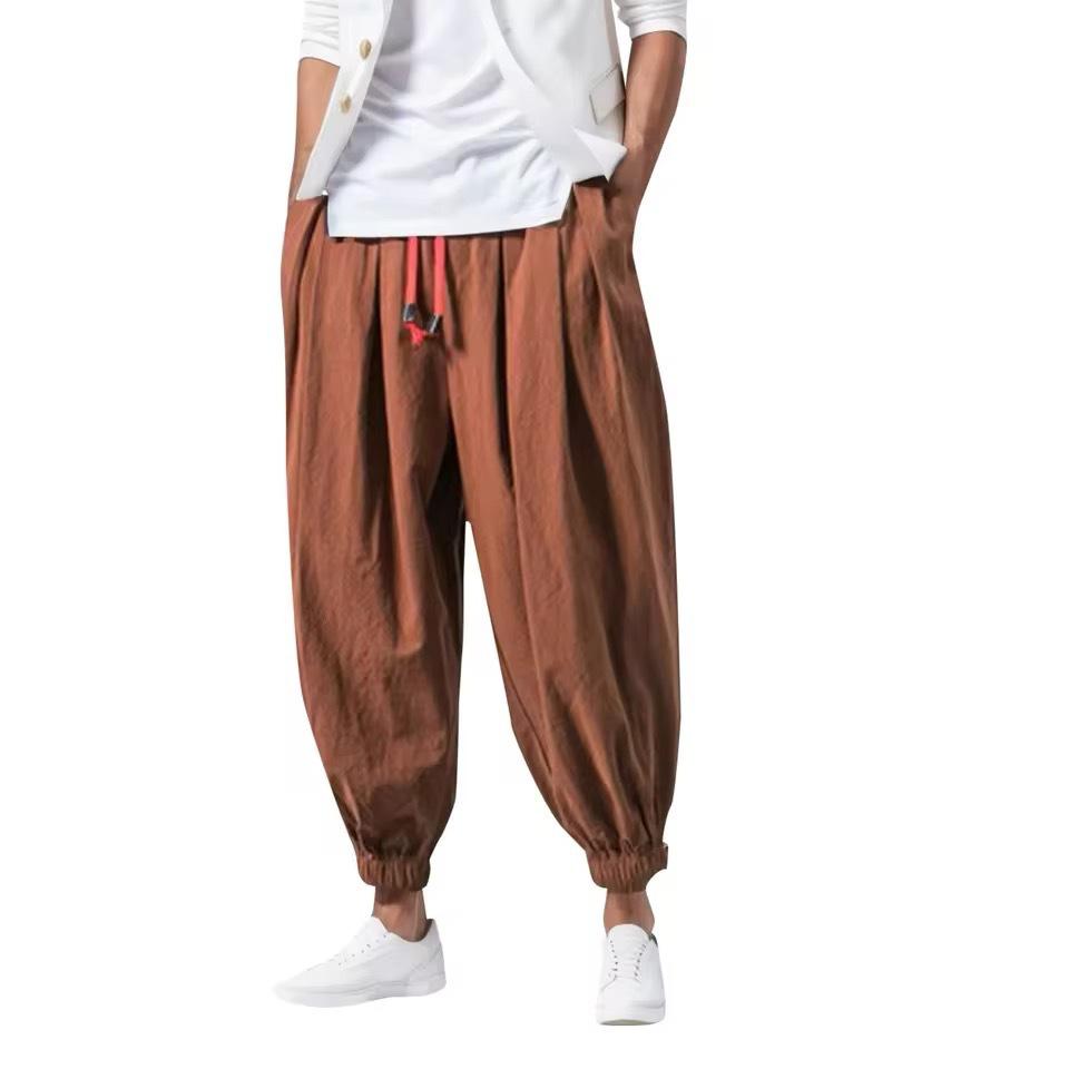 2024 Men's American Style Loose Lantern Cuffed Wide-leg Harem Pants