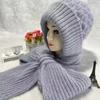 Winter Women Novelty Hat And Scarf In One Piece Knited Caps Warm Casual Hat Scarf Set Women Caps Warmer Cycling Hat