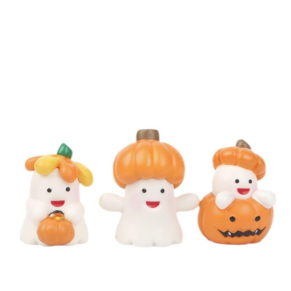 8pcs/Set Miniatures Pumpkin Mini Model Ornaments Hallowmas Pumpkin Ghost Doll  Desktop Home Decor