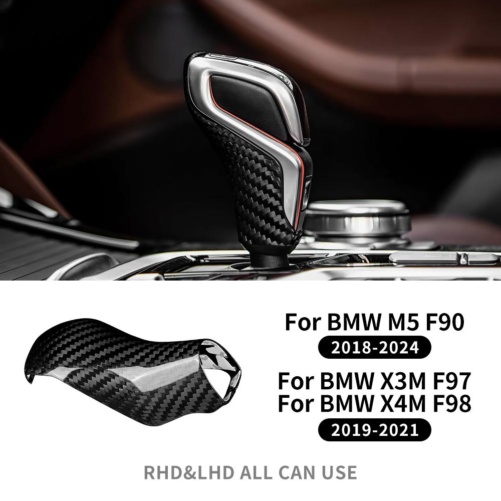 AAACF1 Real Dry Carbon Fiber for BMW F90 M5 F97 X3M F98 X4M 2019-2023 Automatic Shift Gear Knob Trim Cover Car Retrofitting Accessories