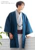 Summer Single Komaru Single Deep [KYOETSU] Haori, Washable, Plain, Clothes, Fabric, Item, Men's (LL, Blue)