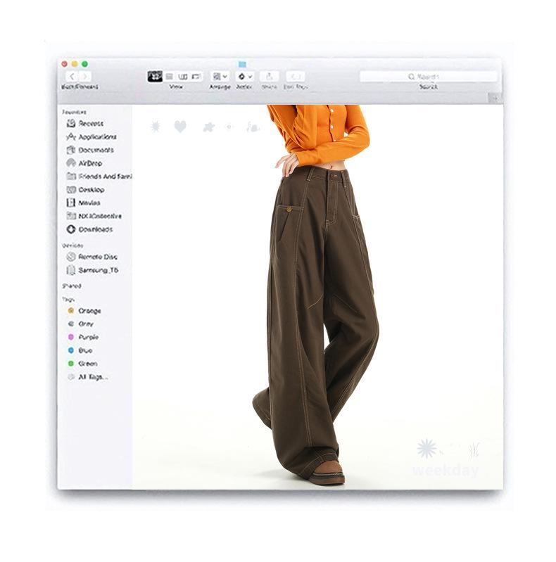 Женские мокко-коричневые джинсы с высокой посадкой, свободного прямого кроя - осенние широкие джинсы в пол