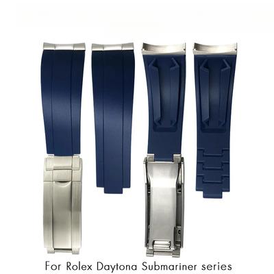 Классический 20 мм 21 мм металлический звено изогнутый конец резиновый ремешок для часов Rolex Submariner DAYTONA Yacht-Master GMT ремешок силиконовые браслеты