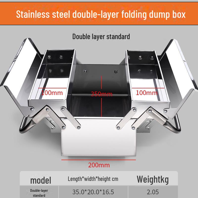 Трехслойный складной ящик для инструментов из нержавеющей стали цвета «лесной зеленый» — большой, портативный, промышленного класса для хранения вещей дома и в автомобиле.