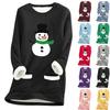 Ladies' Loose And Comfortable Round Neck Christmas Print Thick With Pockets Long Sleeved Top