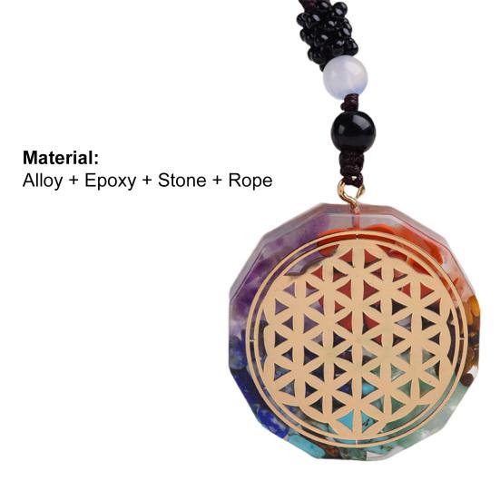 Ожерелье-капля с 7 чакрами и принтом из искусственного кристалла для женщин и мужчин, регулируемый шнур, энергетическое ожерелье