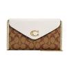 Coach Tammie 21 Классическая Сумка-кроссбоди с Цветовыми Блоками и Цепочкой из Покрытого Холста и Кожи с Текстурой Гальки Маленькая Женская Сумка-кроссбоди Хаки Белый C7301-IMDJ8