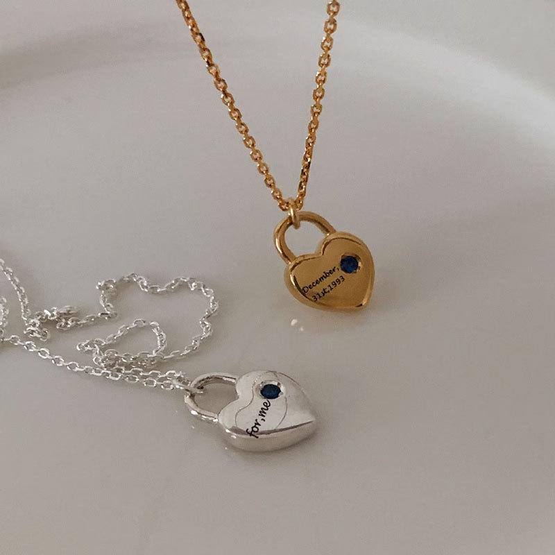 Niche Design Feeling Heart Diamond Ожерелье Подвеска в форме сердца с гравировкой Цепочка с английским воротником Минималистская цепочка на шею