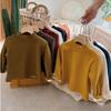 Children's Velvet Semi-turtleneck Bottoming Sweater Autumn and Winter Korean Baby Integrated Velvet Inner Top Tide