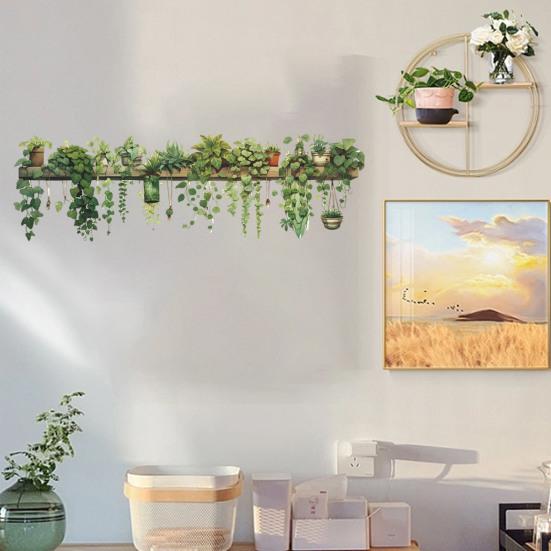 90x30 см наклейки на стену с зелеными растениями, водонепроницаемые, самоклеящиеся, из ПВХ, современная гостиная, детская спальня, растение в горшке, зелень, настенное художественное украшение, наклейка