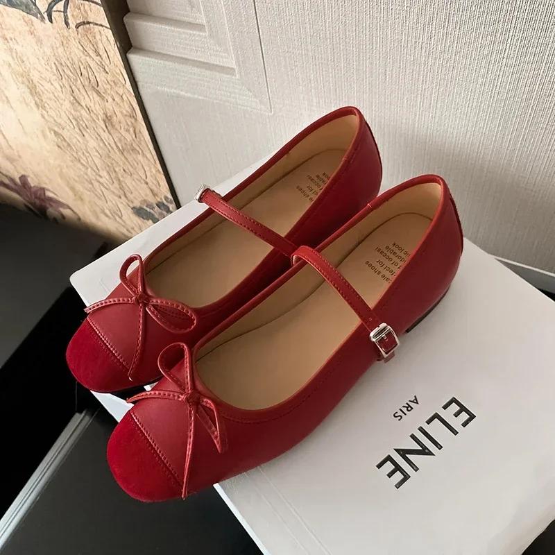 Лоскутные кожаные туфли Мэри Джейн женские весенние туфли из натуральной кожи с бантом и квадратным носком женская обувь осень черный цвет