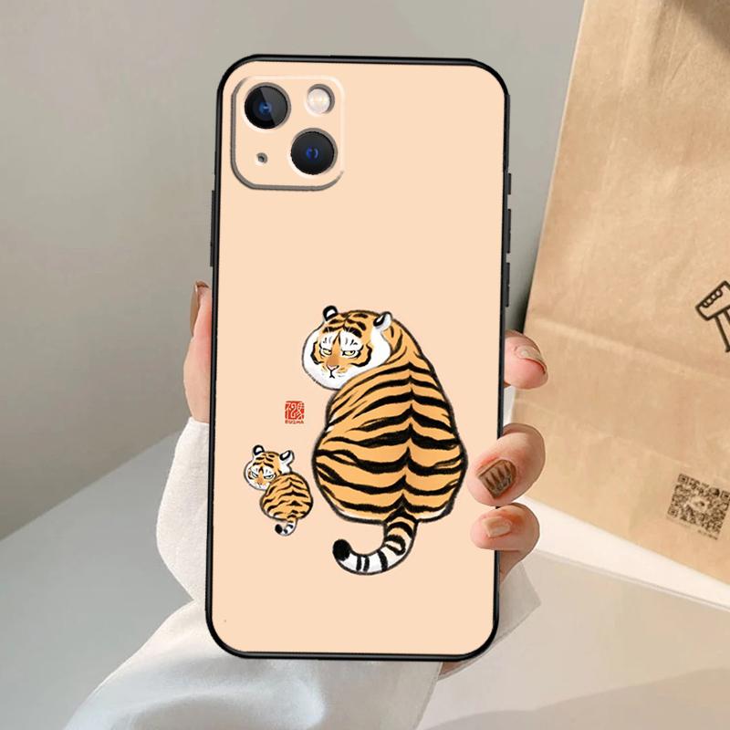 Мультяшный Толстый Тигр Чехол для Телефона Для iPhone 17 Air 16 15 14 13 11 12 Pro Max 13 12 mini 15 16 Plus 16e Чехол Coque