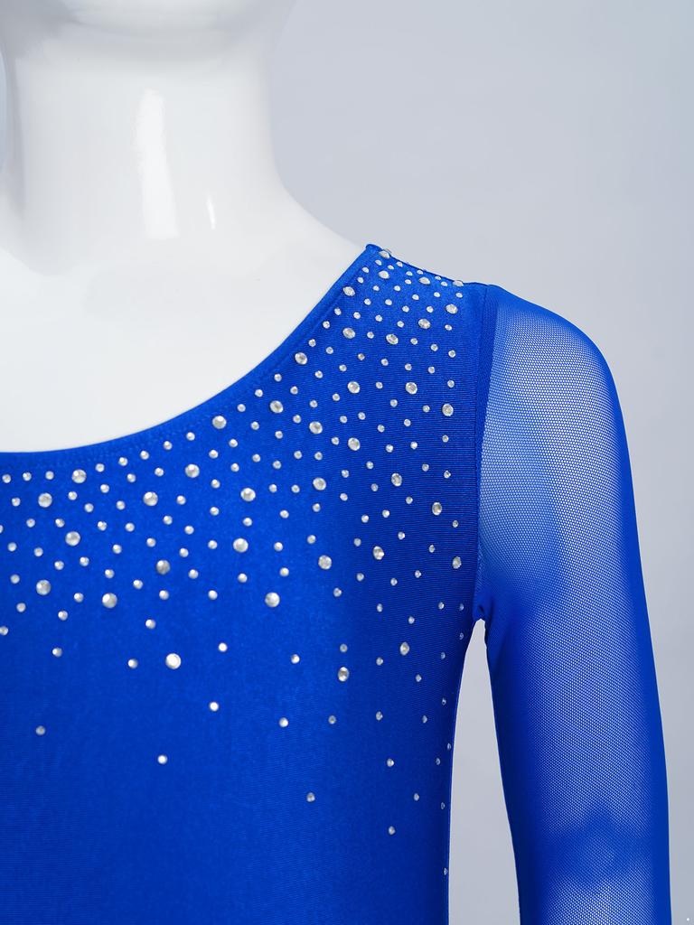 Girls Sparkling Rhinestones Fringe Leotard Irregular Tassel Bodysuit Figure Skating Dance Performance