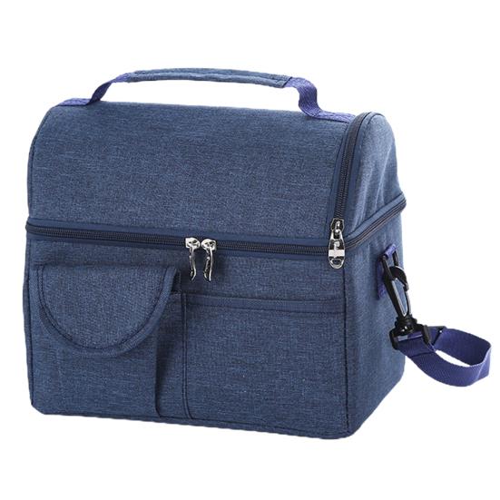 Lunch Storage Bag Large Capacity Double Layer Zipper Closure Reinforced Handle Design Waterproof Thermal Insulation Lunch Bag