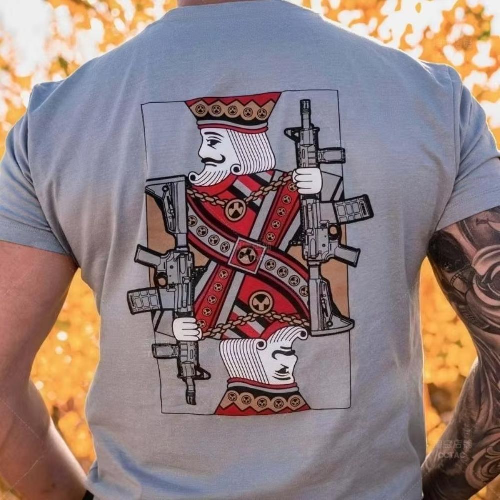 2026 Summer Fashion New Tactical King Tshirt Mens Combat Short Sleeves Moisture Wicking Military Training Top Large Size