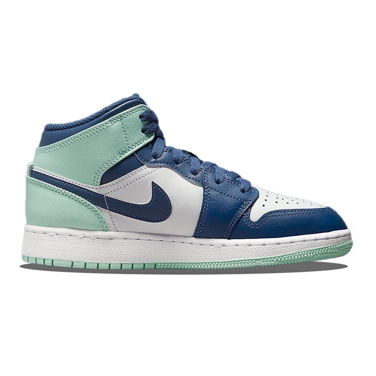 Air Jordan 1 Mid GS Blue Mint Kids Sneakers Mystic-Navy White Mint-Foam 554725-413
