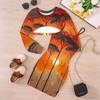 Girls Cartoon 2 Piece Outfits, Long Sleeve Crop Top + Spaghetti Strap Bodycon Dress, Vintage Color Print Party Dress Set