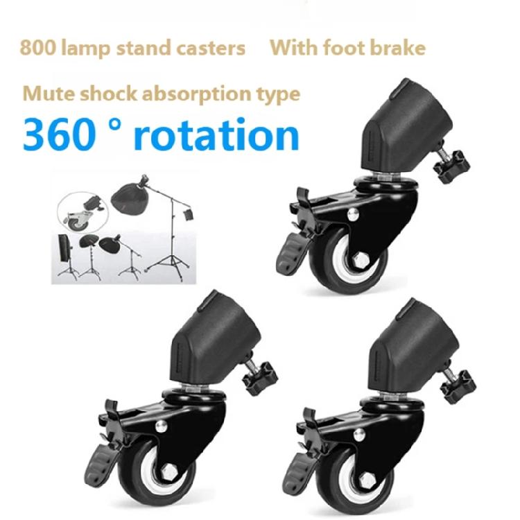 3Pcs Rotation Caster Wheel Set For Photography Light Stand Studio Photo Video Locking Caster Set With Brake