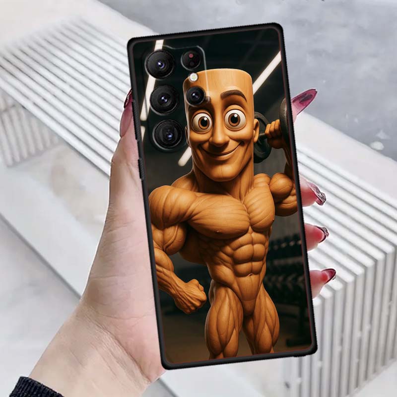 Tung Tung Tung Узор Сахур Для Samsung Galaxy S26 S25 S24 S23 S22 S21 S20 Ultra Plus FE 5G Черный Мягкий ТПУ Чехол для Телефона