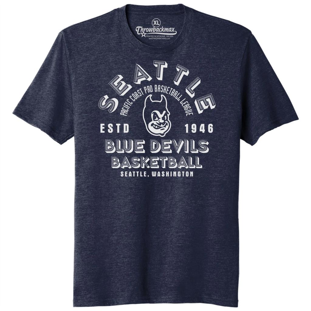 Seattle Blue Devils 1946 Basketball TRI-BLEND Tee Shirt - Super Sonics