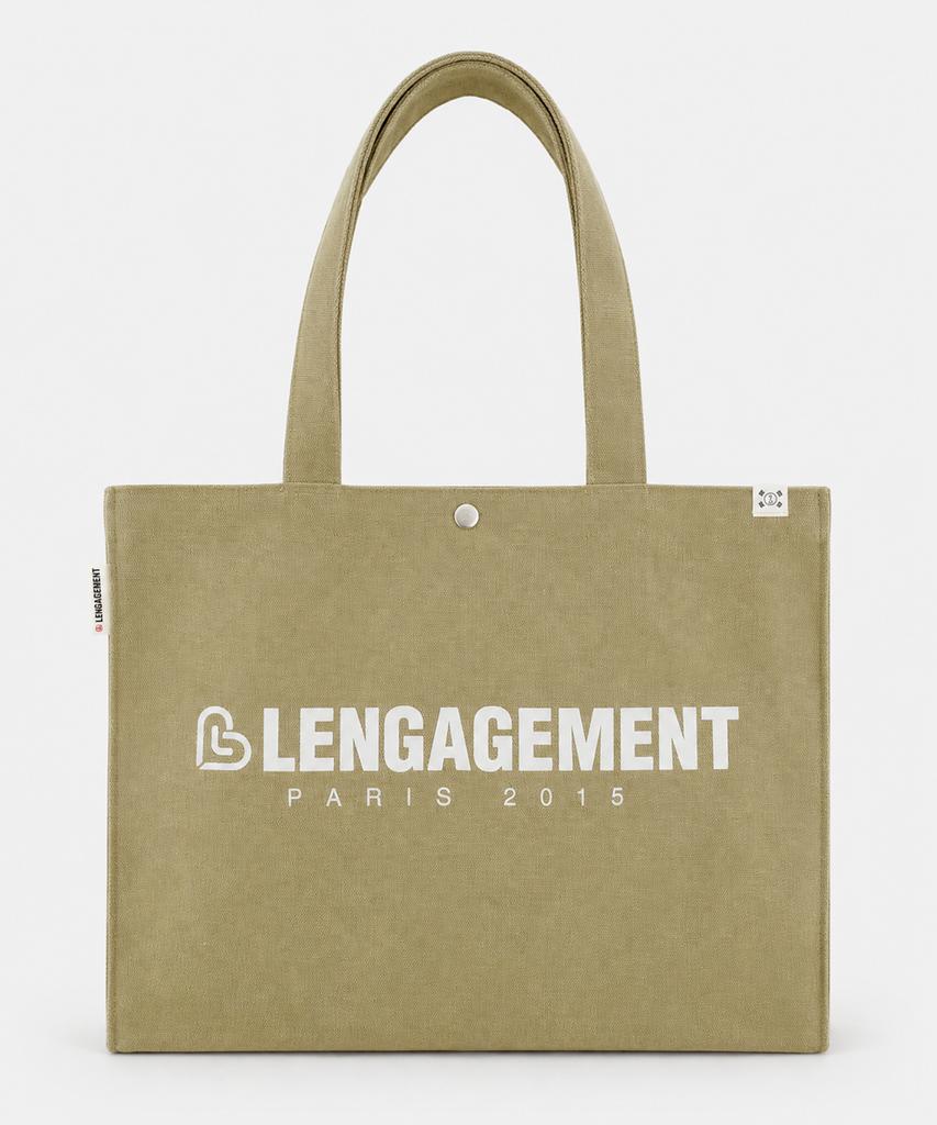 Сумка-шоппер Lengagement Story Logo из армейского холста [Бежевый]
