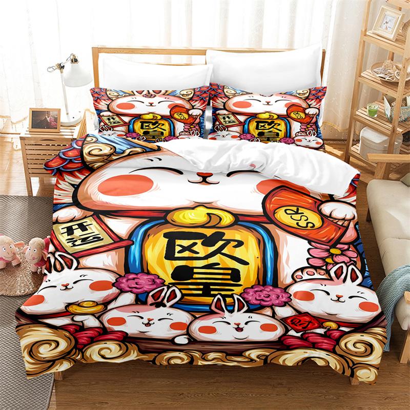 Комплект постельного белья с изображением счастливого кота из мультфильма, комплект постельного белья для влюбленных, комплект постельного белья для детей, комплект постельного белья размера «king-size», комплект постельного белья «queen-size»