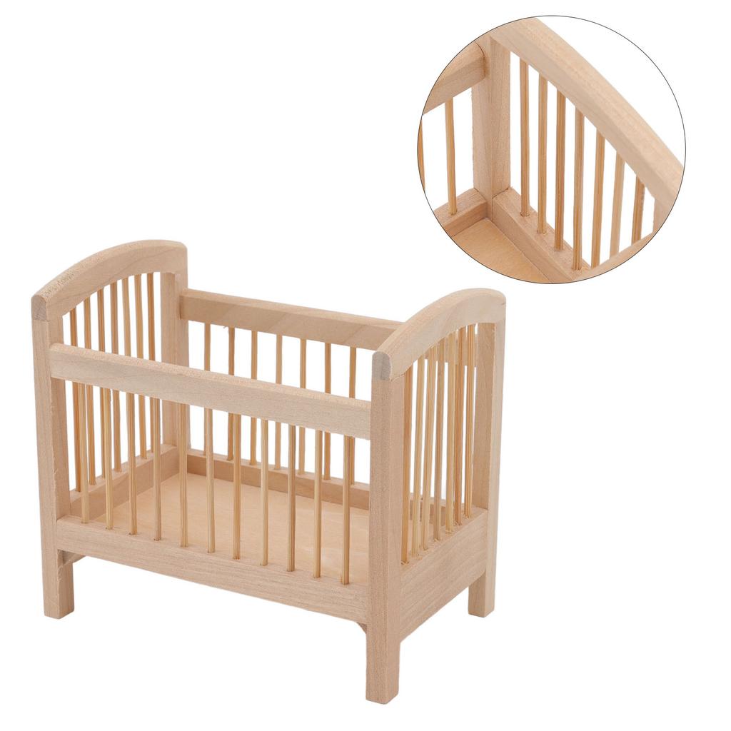 Миниатюрная детская кроватка 1/12 масштабная реалистичная деревянная мебель без заусенцев мини-кровать для кукольного домика