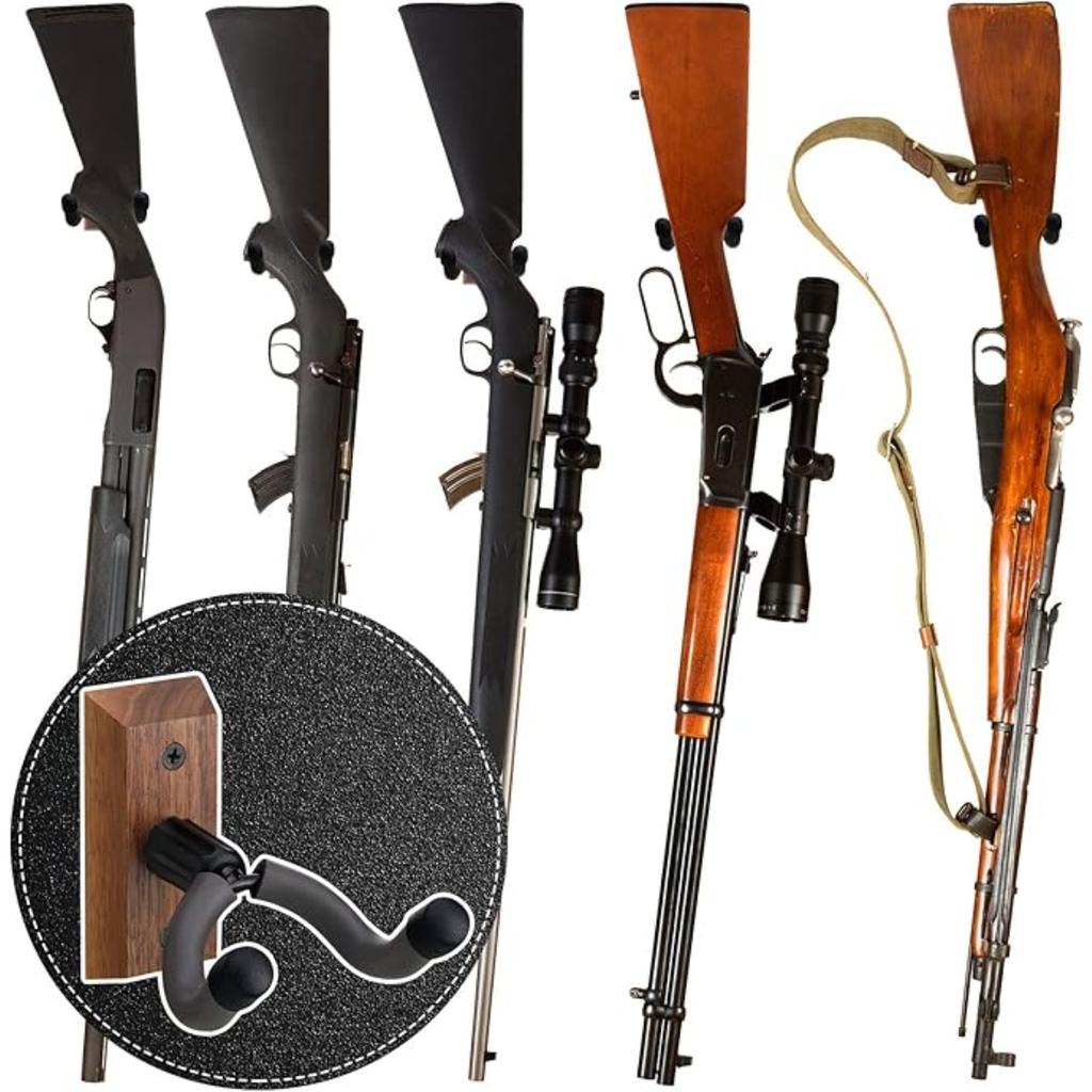 2 Pcs Gun Rack Crossbow Hanger for Wall Vertical Wall Mount Hardwood Gun Holder Compound Bow Hanger Holder Displays Rack Shotgun Hooks Rifle Storage