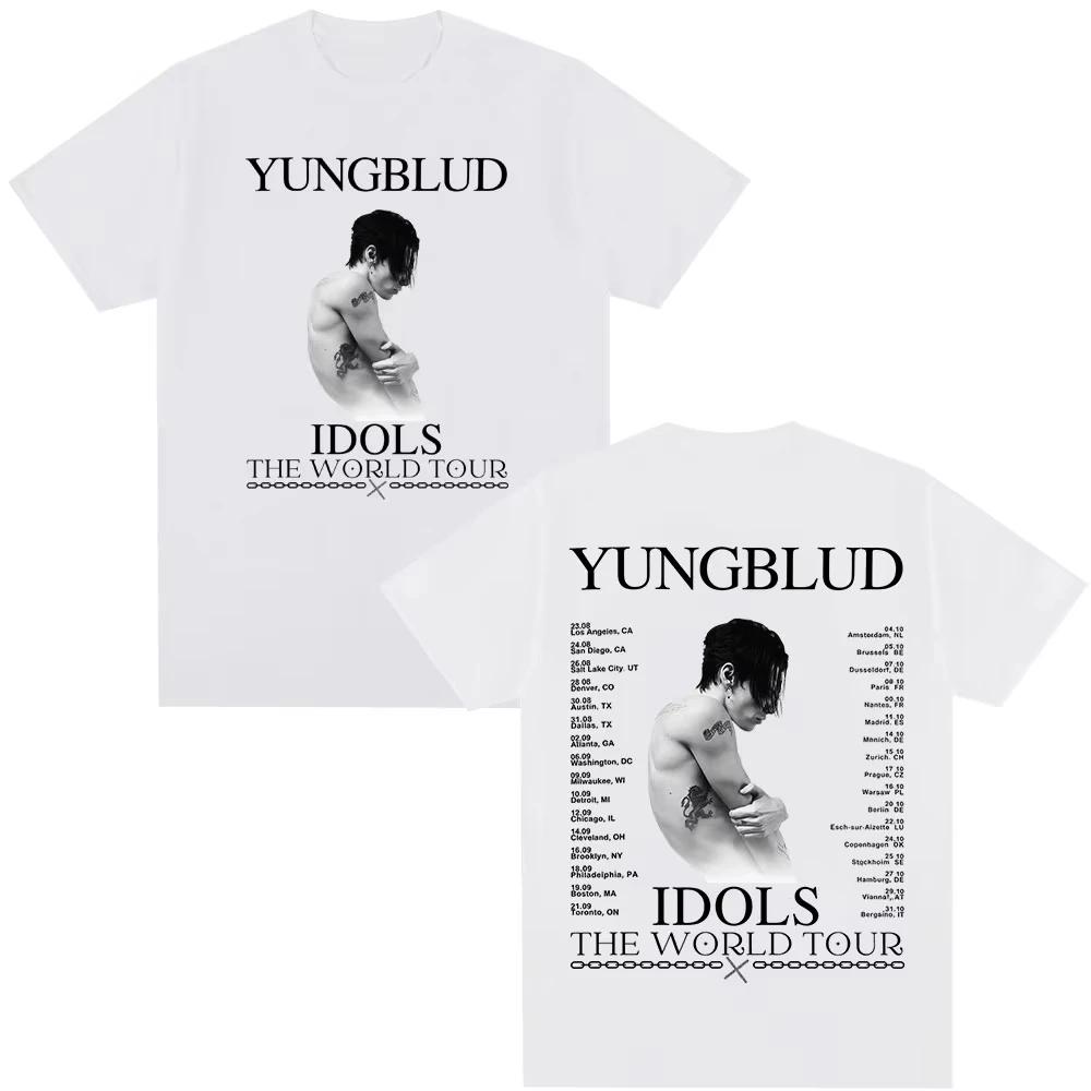 Yungblud IDOLS The World Tour 2025 Мерч Футболка Мужская Женская Хип-хоп Футболки с коротким рукавом Повседневная Хлопковая Футболка Оверсайз Топы