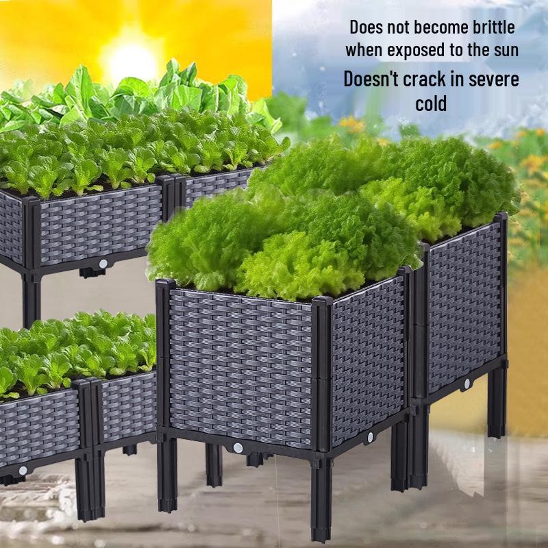Large Plastic Flower and Vegetable Planting Box for Balcony, Courtyard, or Rooftop Gardens