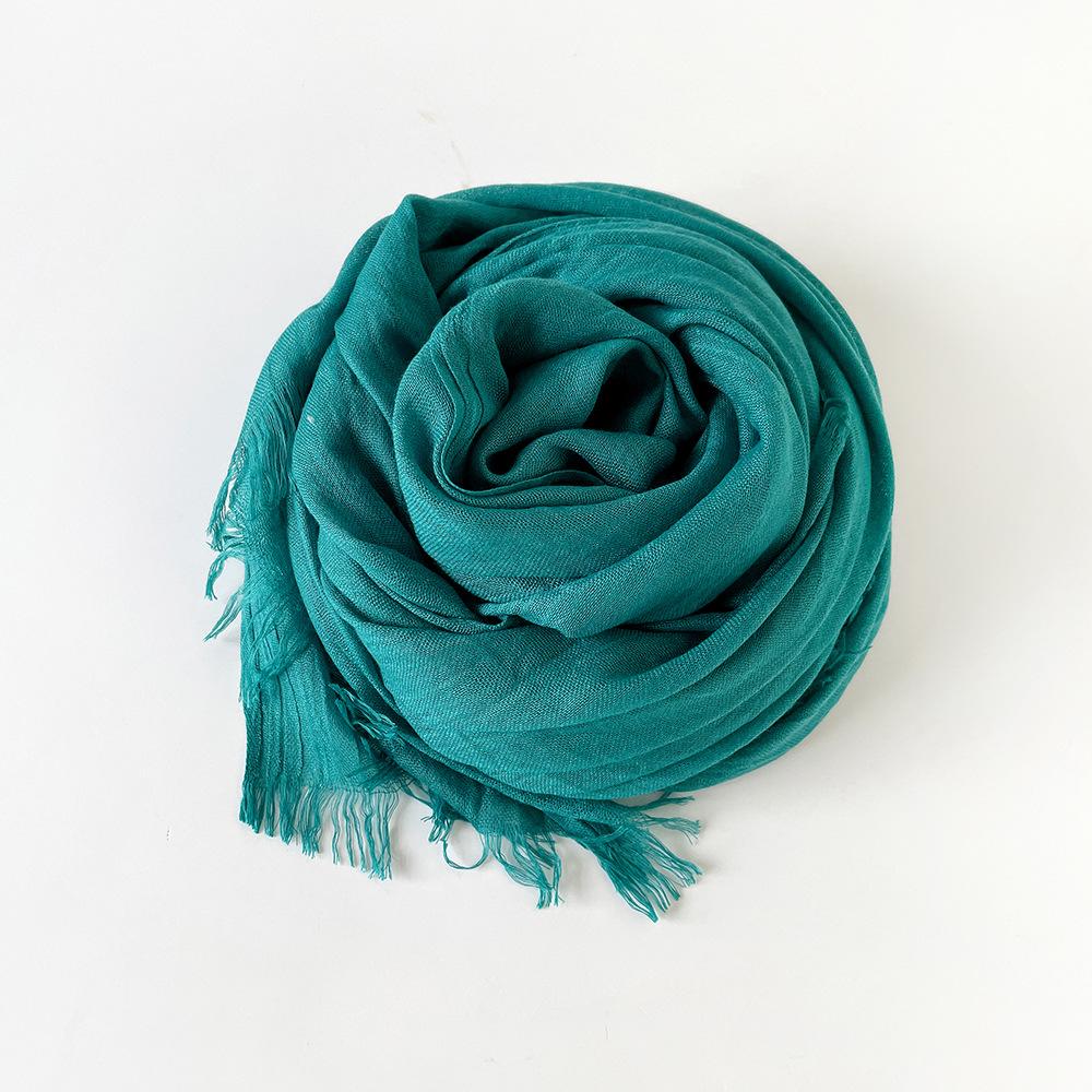 Solid Color Scarf Cotton and Linen Shawl Yarn Women's Summer Sunscreen Headscarf Retro Yarn Lengthened