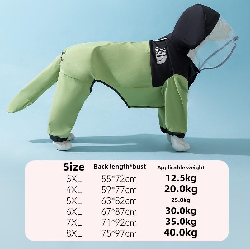Dog Fashion Splicing Golden Retriever Big Dog Raincoat Medium and Large Dog Four-legged All-inclusive Waterproof Pet Poncho