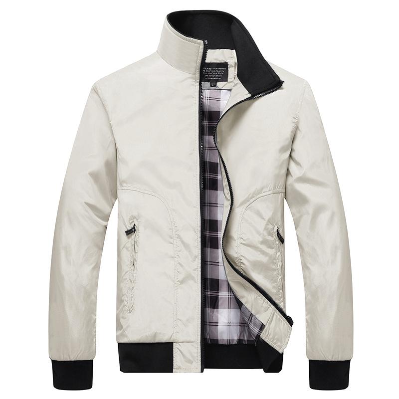 High Quality Handsome  Spring Autumn Men's Business Casual Jacket Solid Color Fashion Without Trace Standing Collar M-4XL