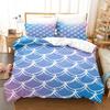 Laser Gradual Change Fish Scale 3D Digital Printing Three-Piece Set, Quilt Cover Pillowcase