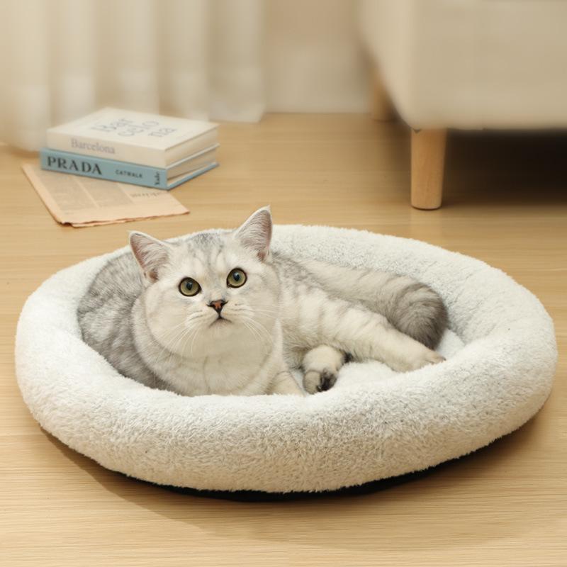 Круглая кошачья лежанка из арктической фланели, теплая кошачья лежанка, круглая кошачья лежанка, мягкая и удобная собачья кровать, износостойкий коврик, зимние принадлежности, товары для животных