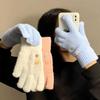 Однотонные вязаные перчатки для женщин для зимней езды на велосипеде, защиты от холода, милые перчатки с раздельными пальцами, новые простые перчатки с открытыми пальцами и сенсорным экраном