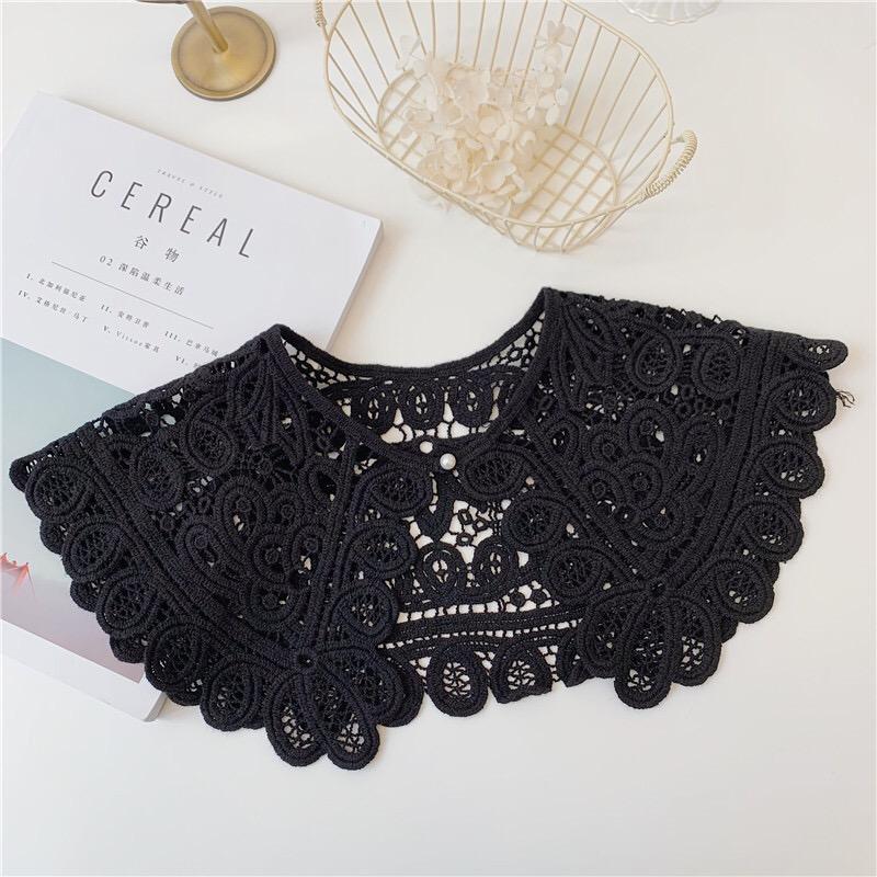 Beige Knitted Collar Fake Women's Fashion Clothing Accessories Solid Color Vintage Lace Collars Detachable Female Shirt Blouse