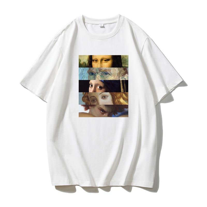 Летняя мужская футболка с круглым вырезом и портретным принтом, ретро, забавная, 100% хлопок, нейтральная, мягкая, дышащая, с коротким рукавом, большая