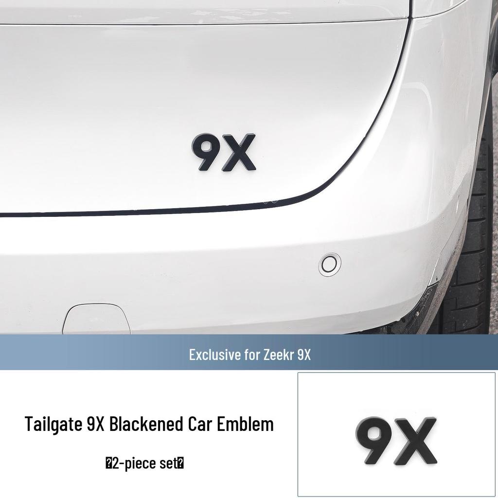 Blackened Zeekr 9X Front/Rear Logo Cover - Metal Protection & Decorative Car Accessory