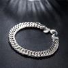 Noble  Sterling  Square Solid Chain Bracelet For Women Men Charm Party Gift Wedding Fashion Jewelry Free Shipping