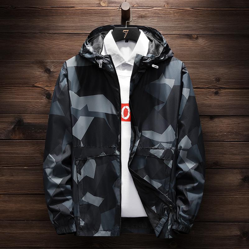 Hooded Camouflage Windbreaker Outdoor Running Quick-drying Coat Spring and Autumn Men's Light Casual Jacket Windproof Jacket