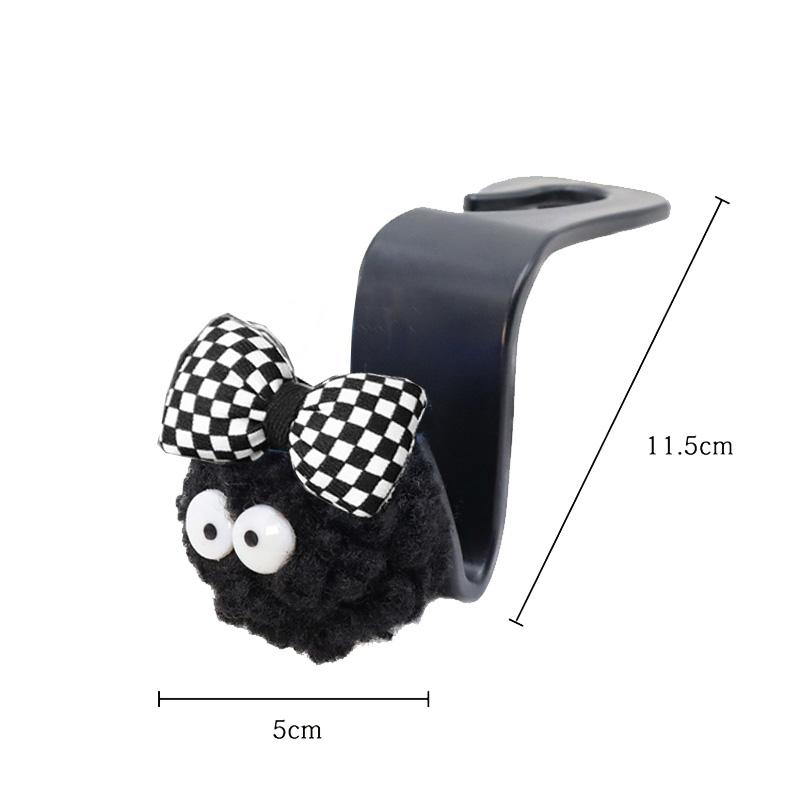 2PCS Cute Cartoon Black Coal Balls Car Seat Back Hooks Storage Vehicle Headrest Organizer Hanger for Groceries Bag Decoration