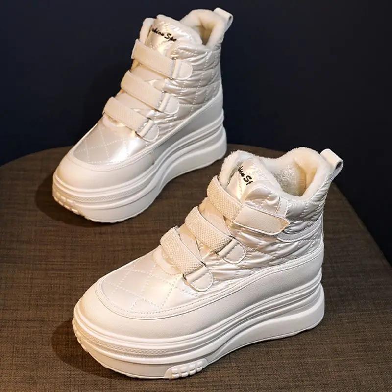 Массивные зимние ботинки для женщин, новые, теплая платформа, горячая, нескользящая, удобная, женская обувь, распродажа Gyaru, зима 2024, тренд, плюш, ПУ
