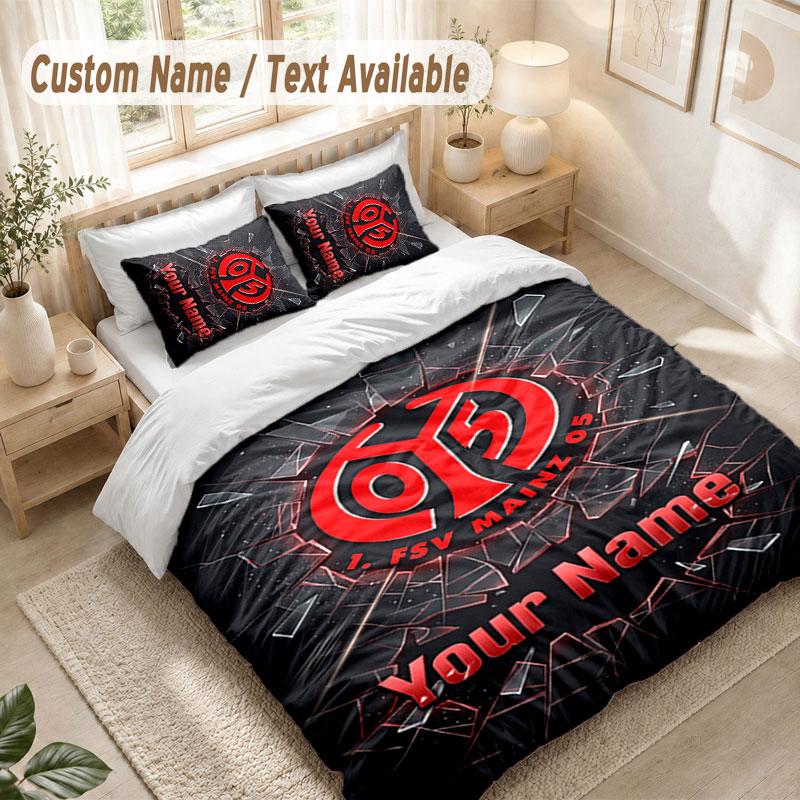 Custom Name Bedding Set 3 PiecesMainz 05 Print Duvet Cover + 2 Pillowcases Soft Bed Decor