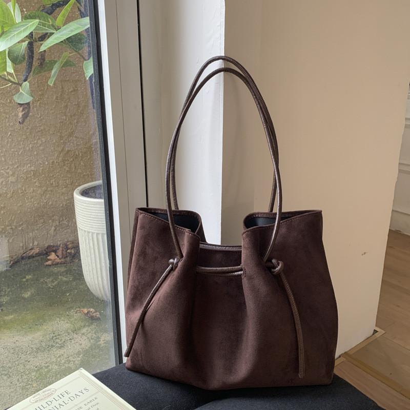 IELGY Ladies Tote Bag Casual Large Capacity Retro Suede Commuter Bag