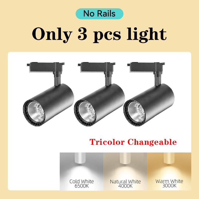 3pcs Led Track Lights Lamp 220V COB Track Lighting Fixture 12/20/30W/40W Spotlights Rail Spots Light Lamps for Shop Home Kitchen